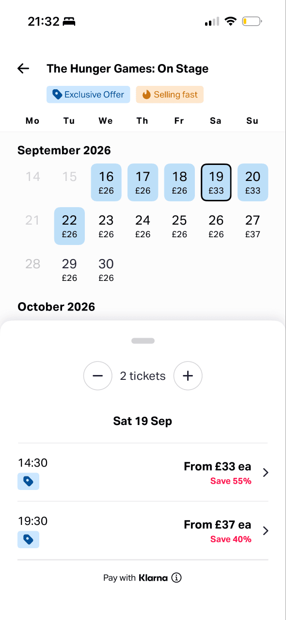 TodayTix: Choose a performance