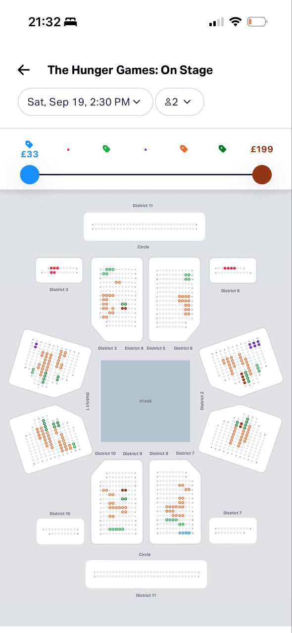 TodayTix: Seat map