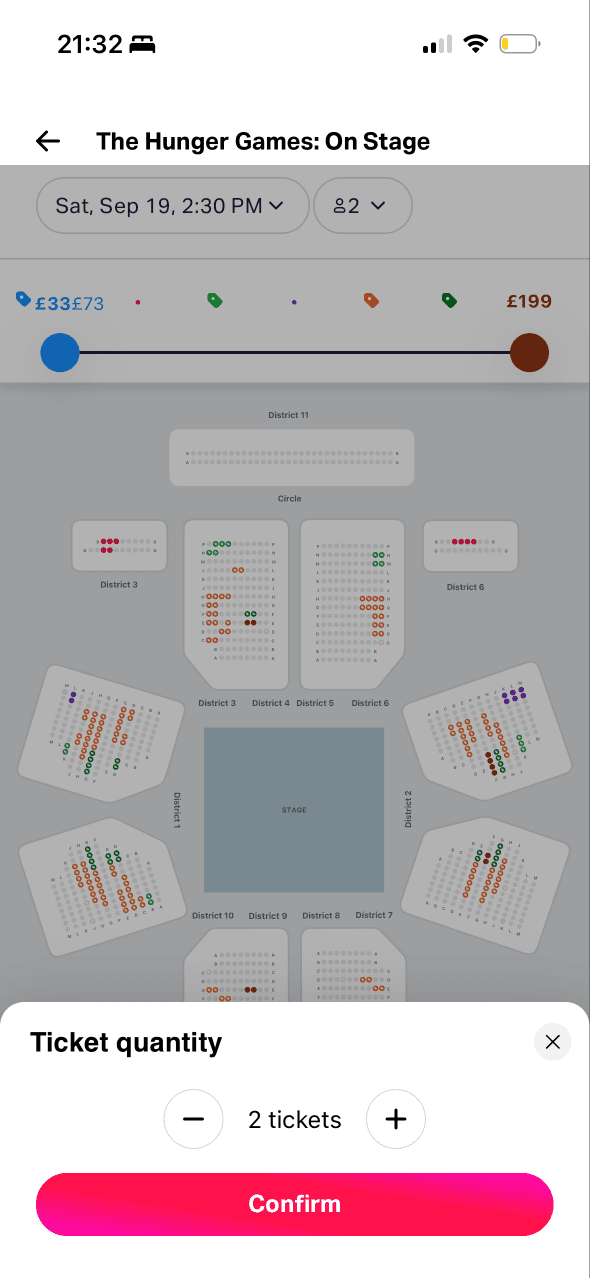 TodayTix: Change ticket quantity