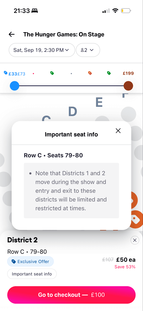 TodayTix: Seat restrictions