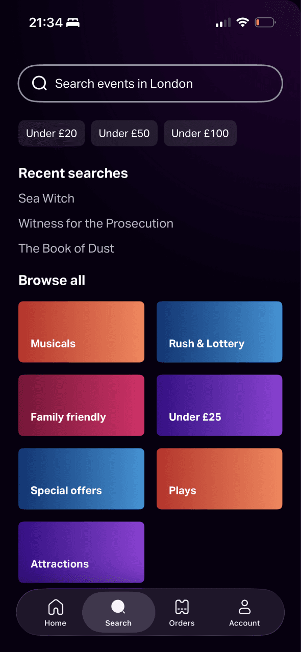 TodayTix: Search