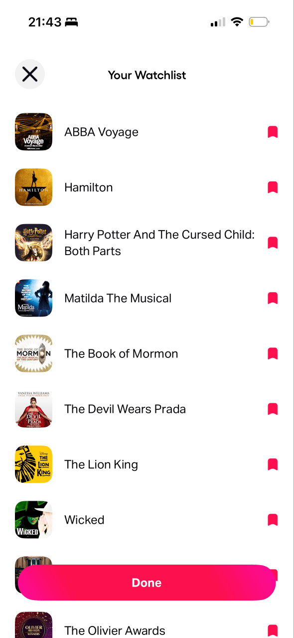 TodayTix: Watchlist