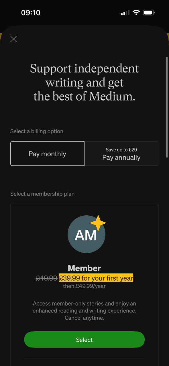 Medium: Membership plans