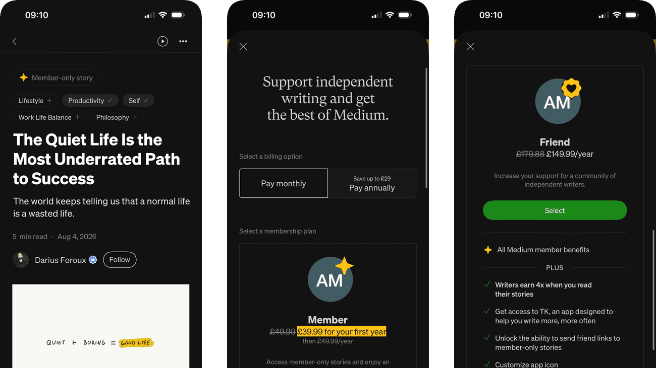Medium product journey