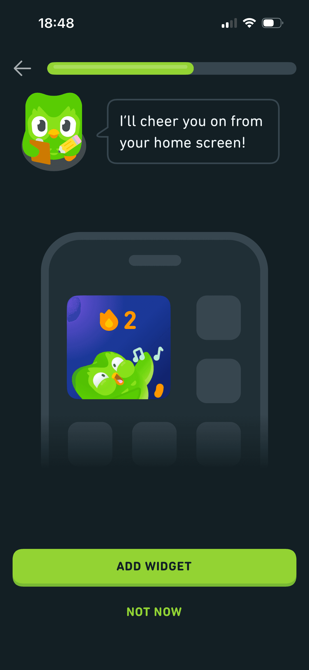 Duolingo: Optional home-screen widget
