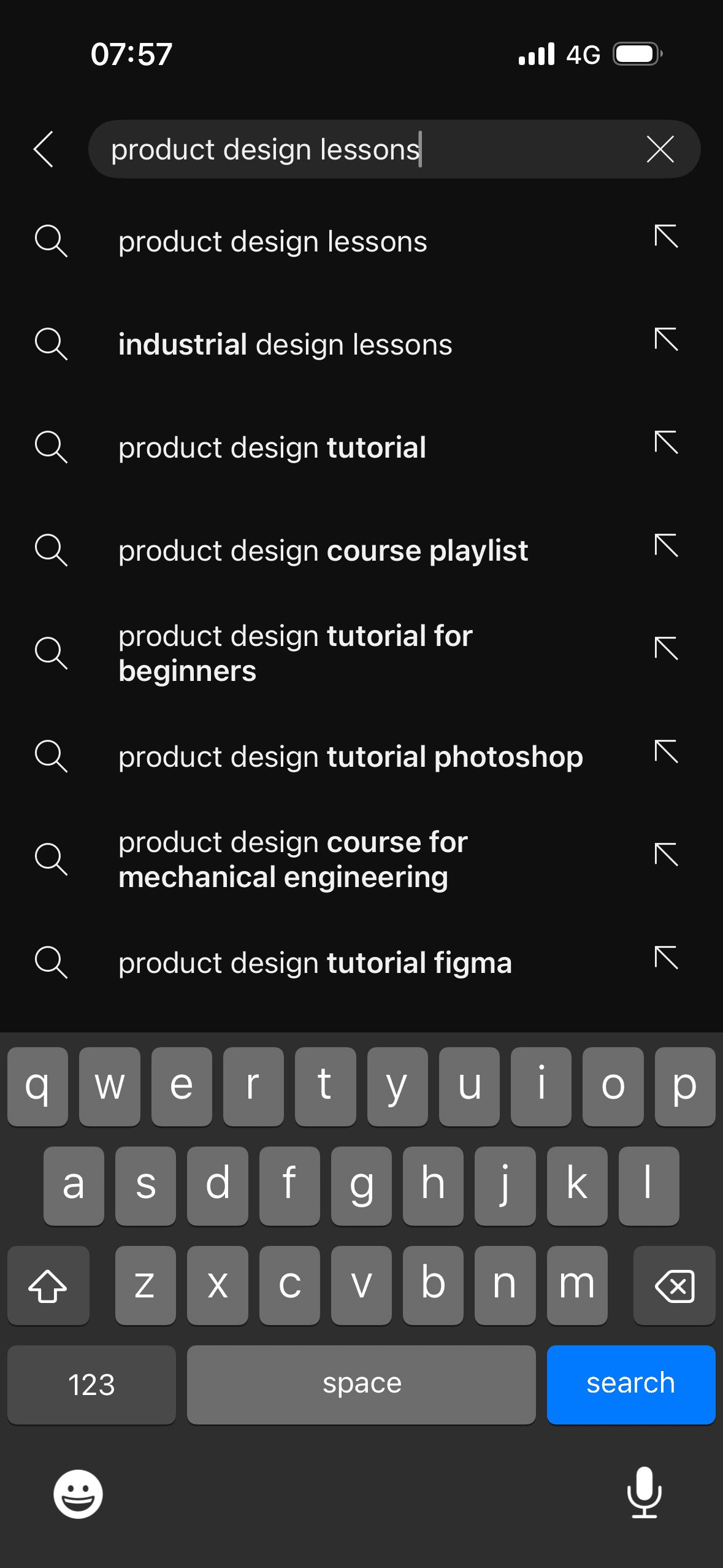 YouTube: Search suggestions