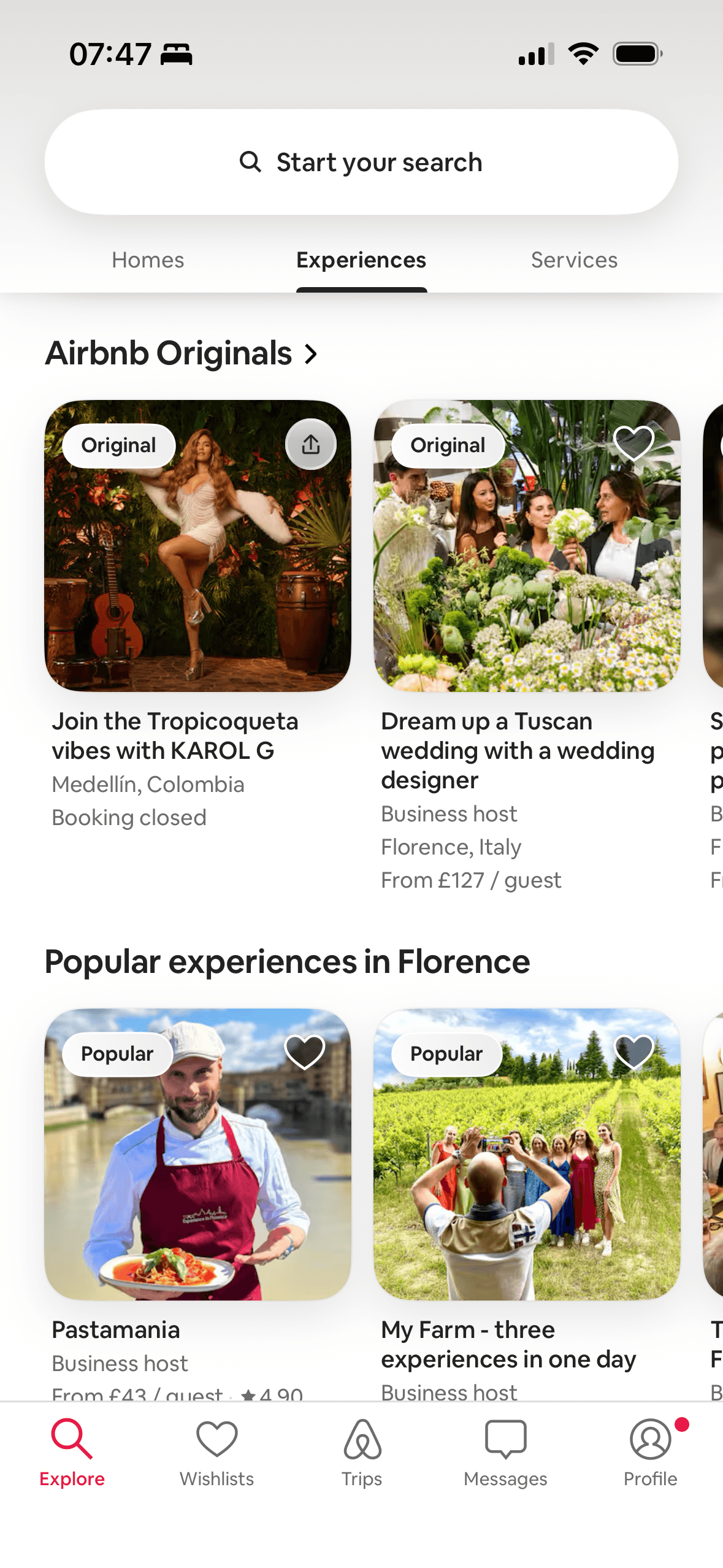 Airbnb: Experiences browse – Florence & Originals