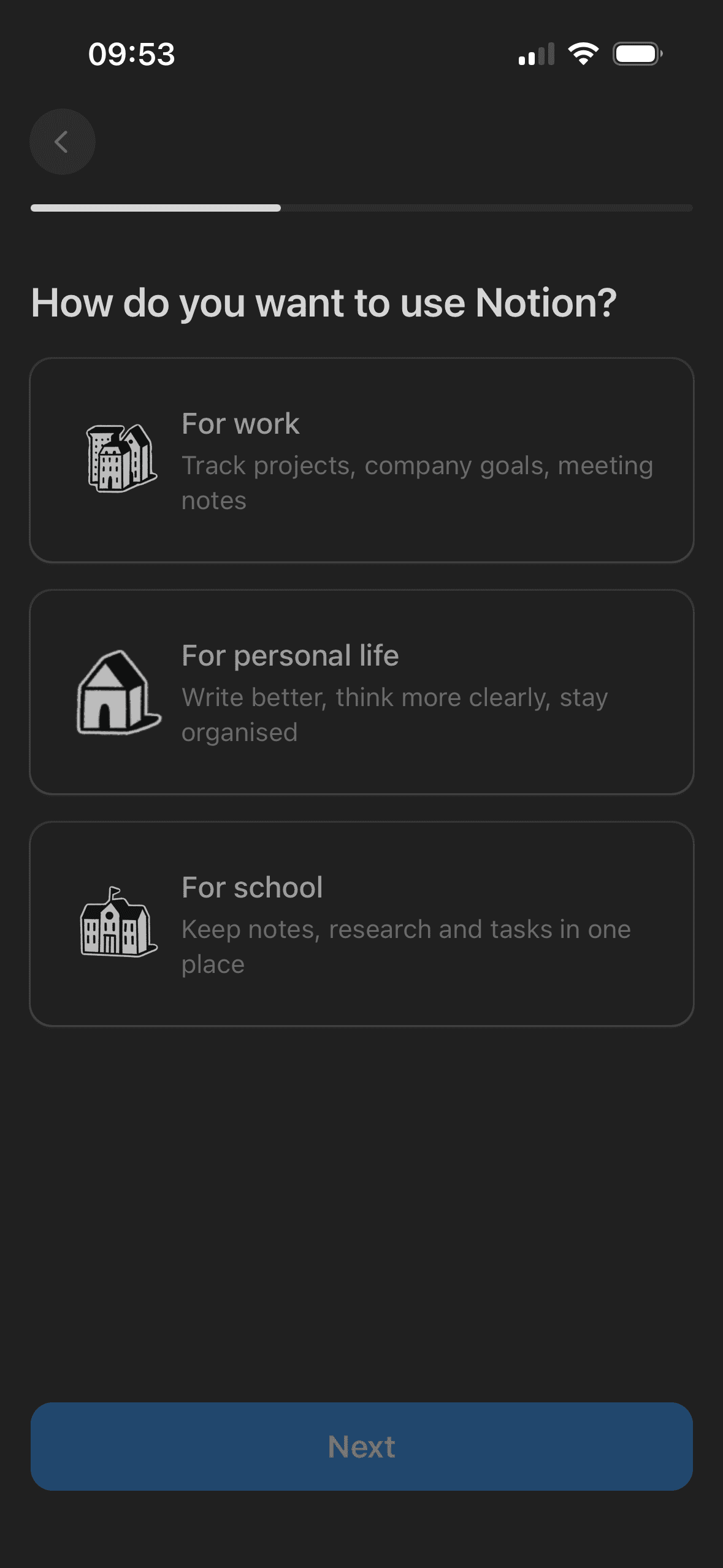 Notion: Choose how you plan to use Notion