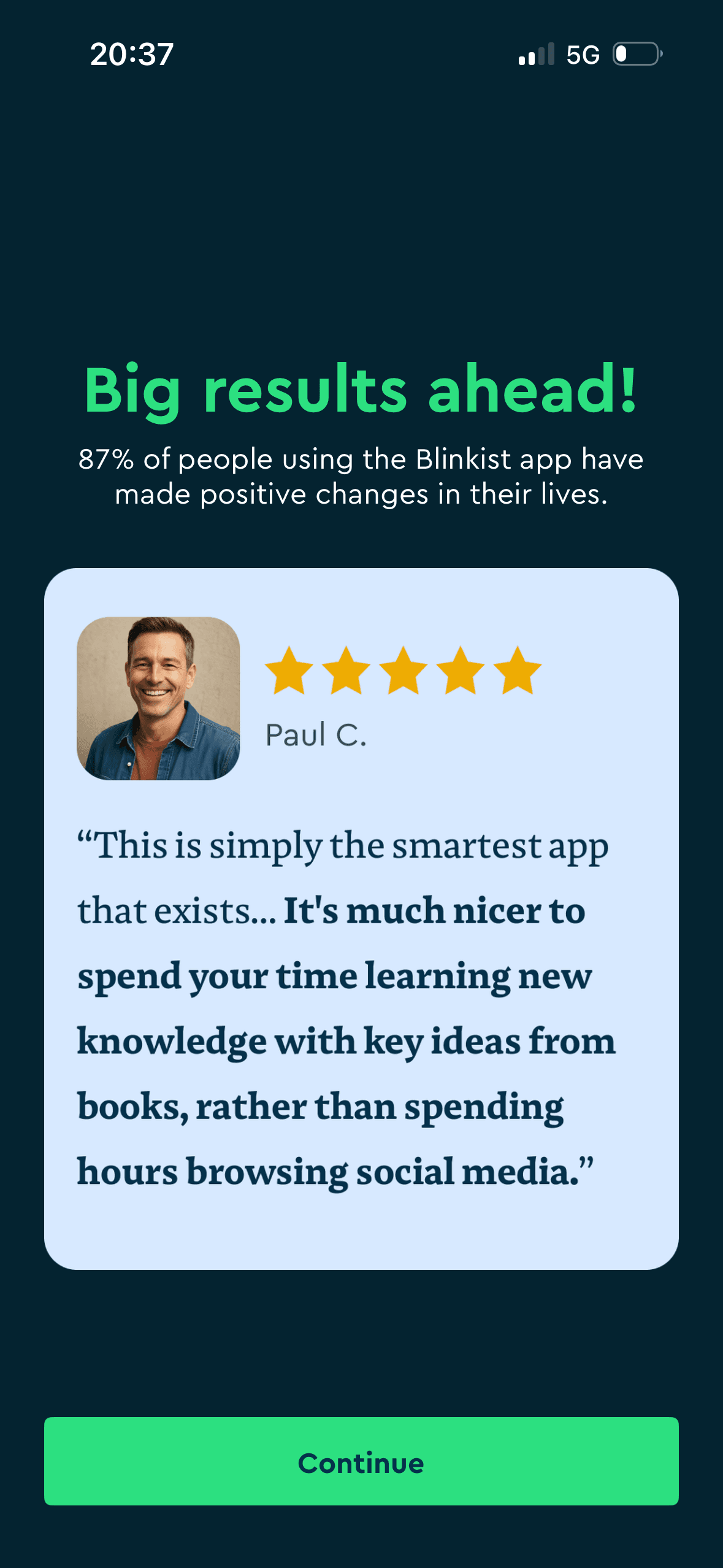 Blinkist: Internal survey claim and testimonial