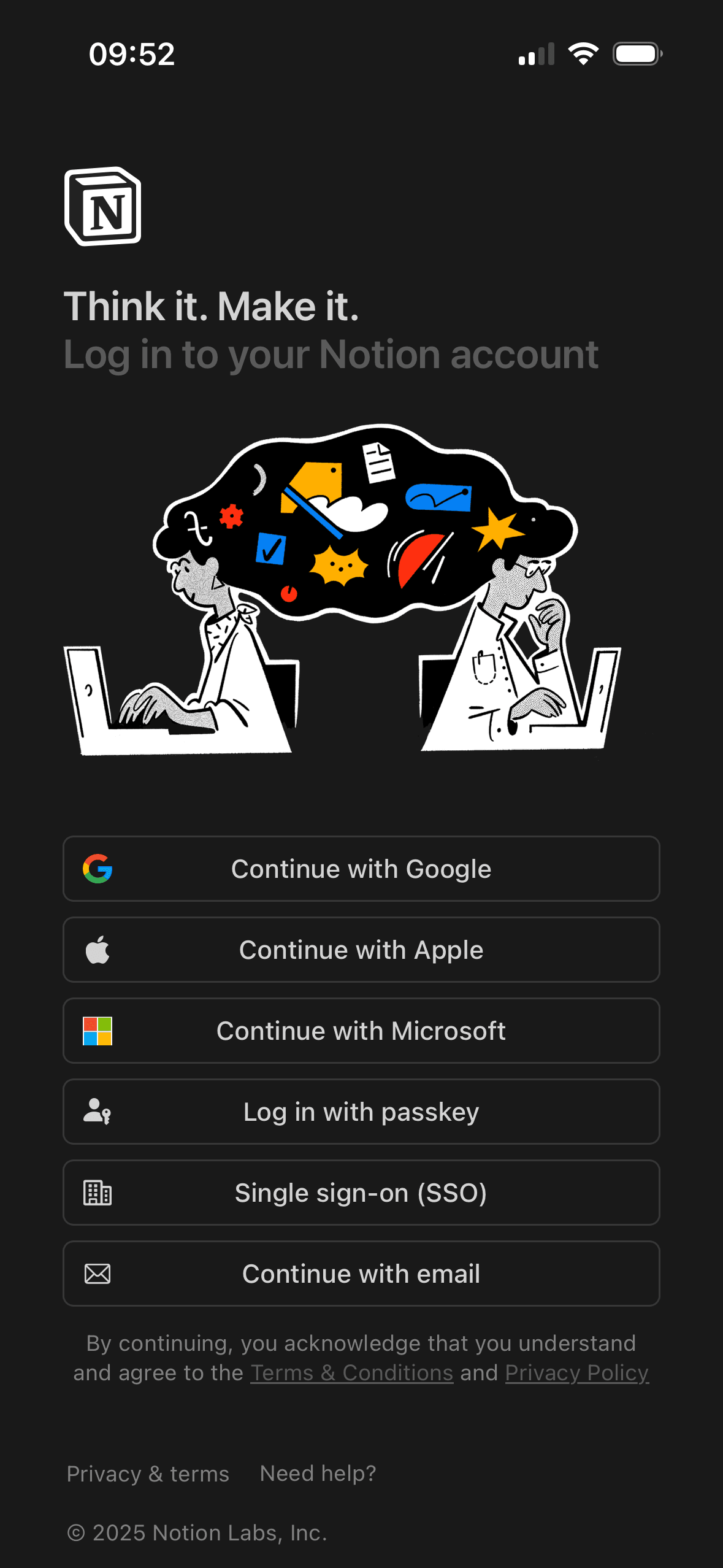 Notion: Choose an account method