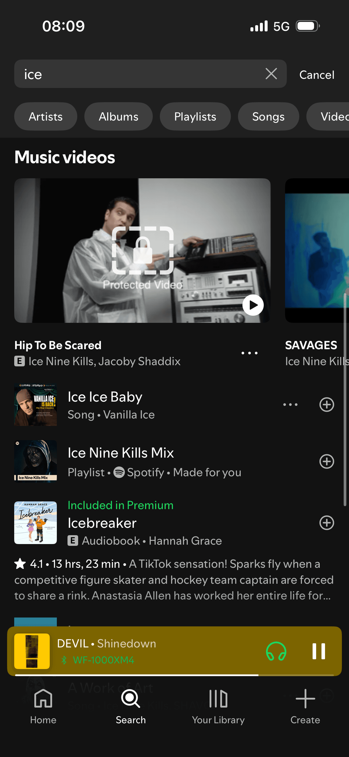 Spotify: Search results