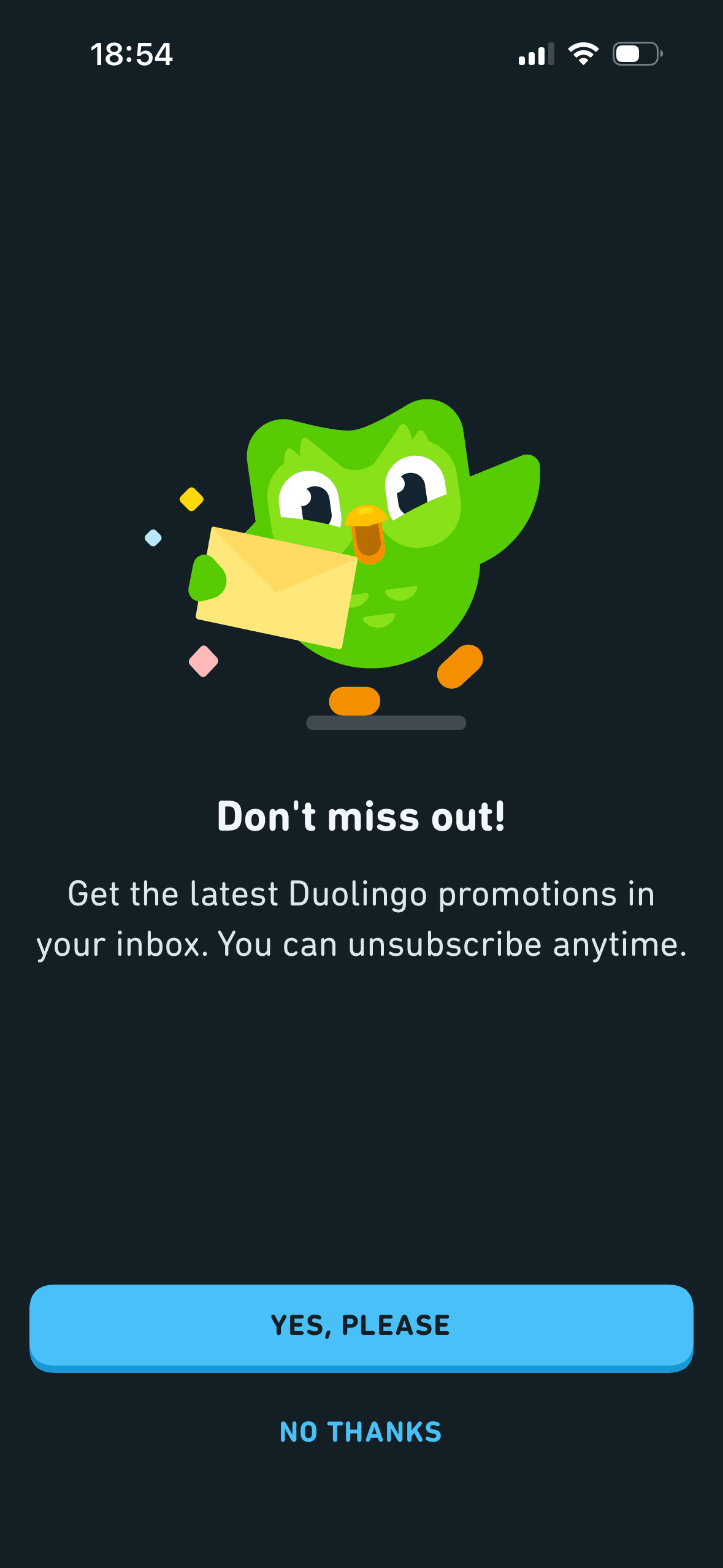 Duolingo: Choose promotional email