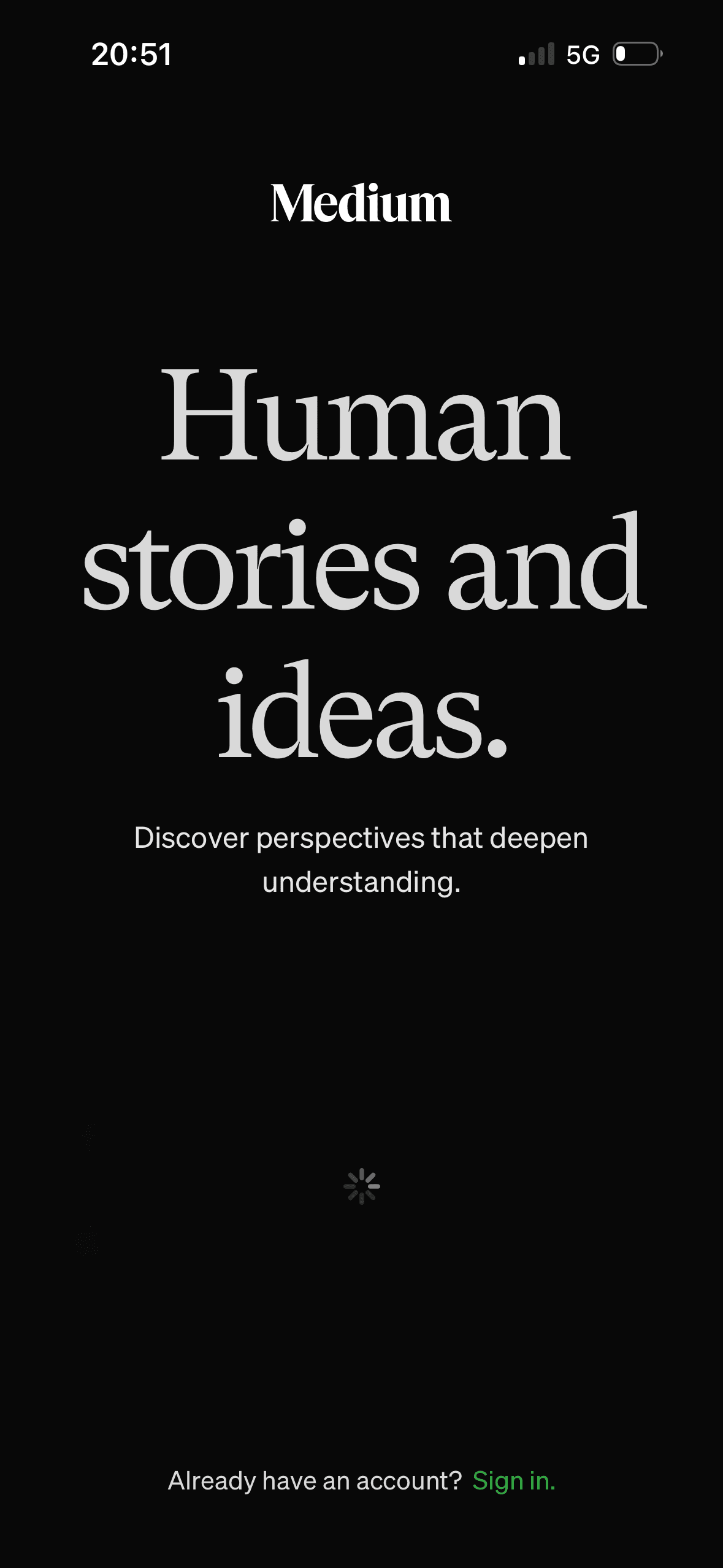 Medium: Account creation – progress