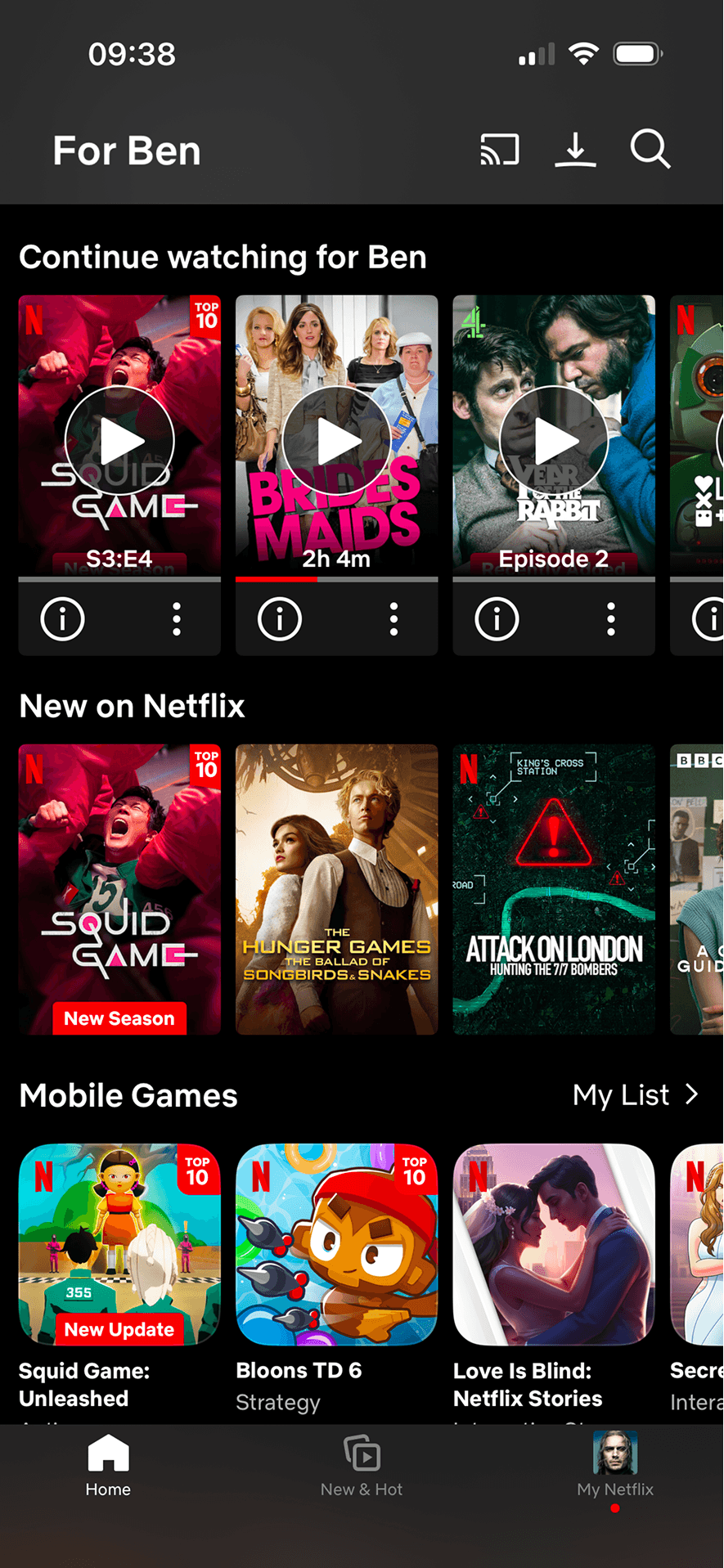 Netflix: Continue watching and new releases