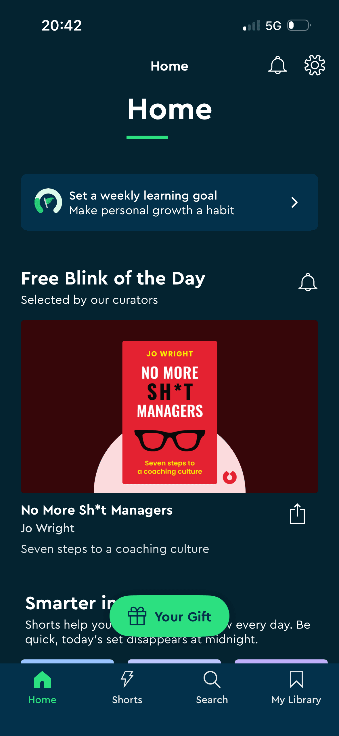 Blinkist: Initial home feed and free daily content