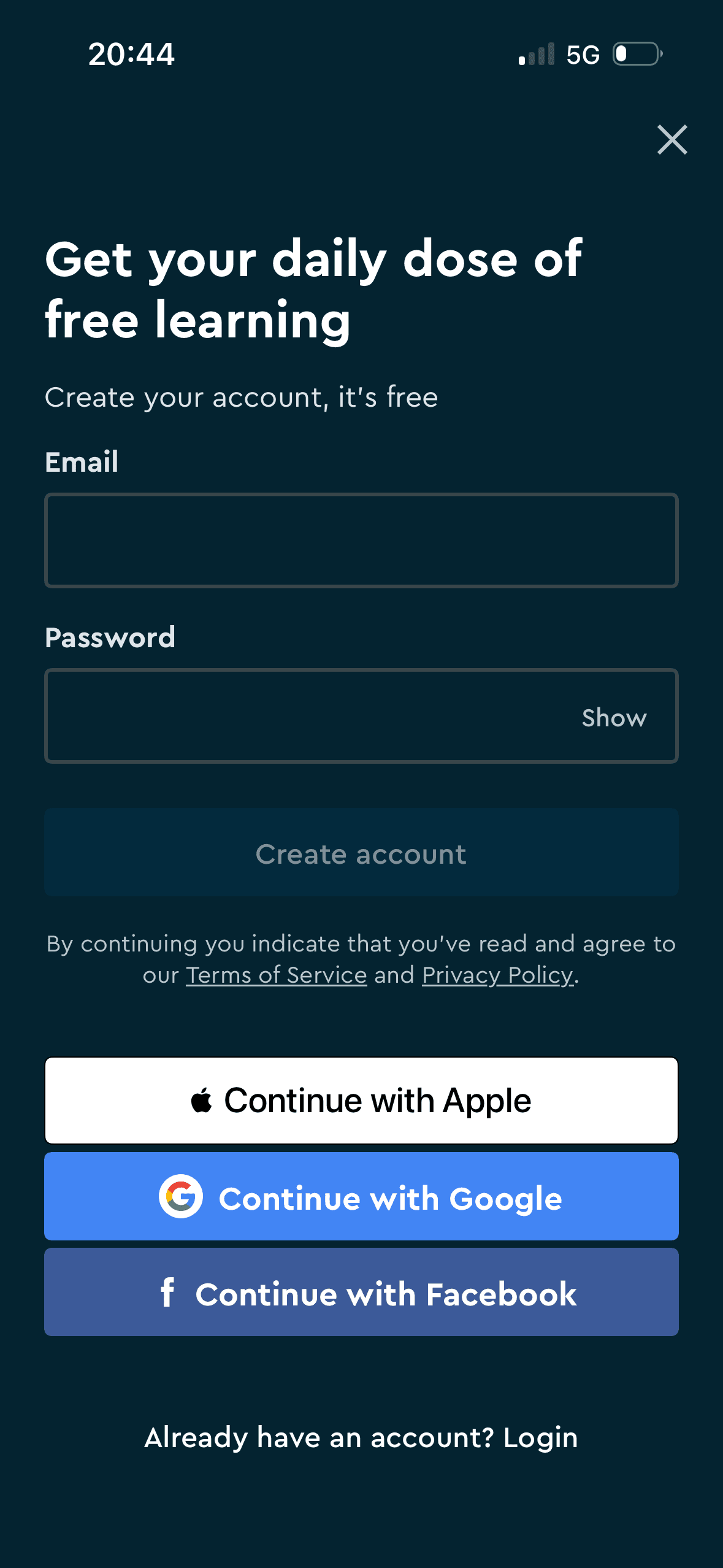 Blinkist: Account creation after free exploration