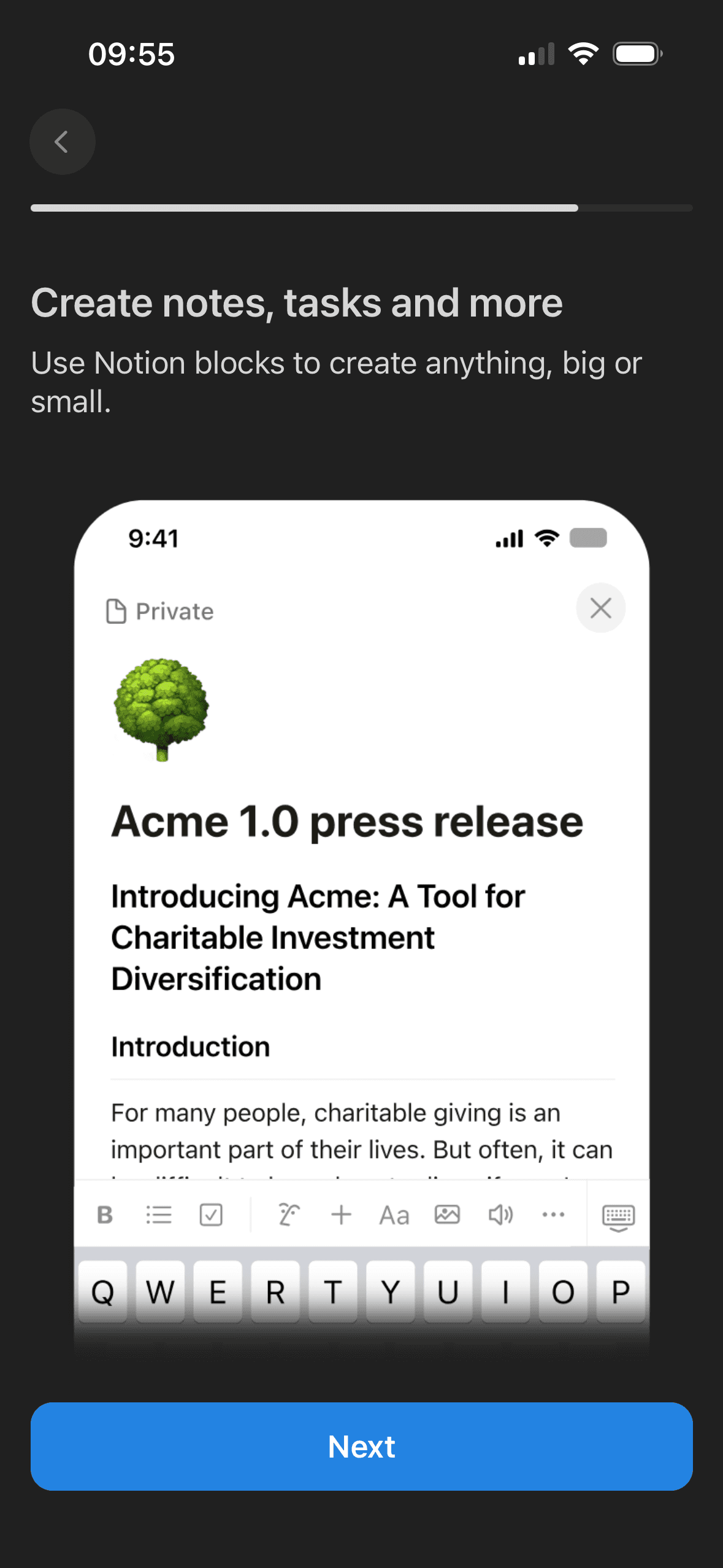 Notion: Tour: notes, tasks and blocks
