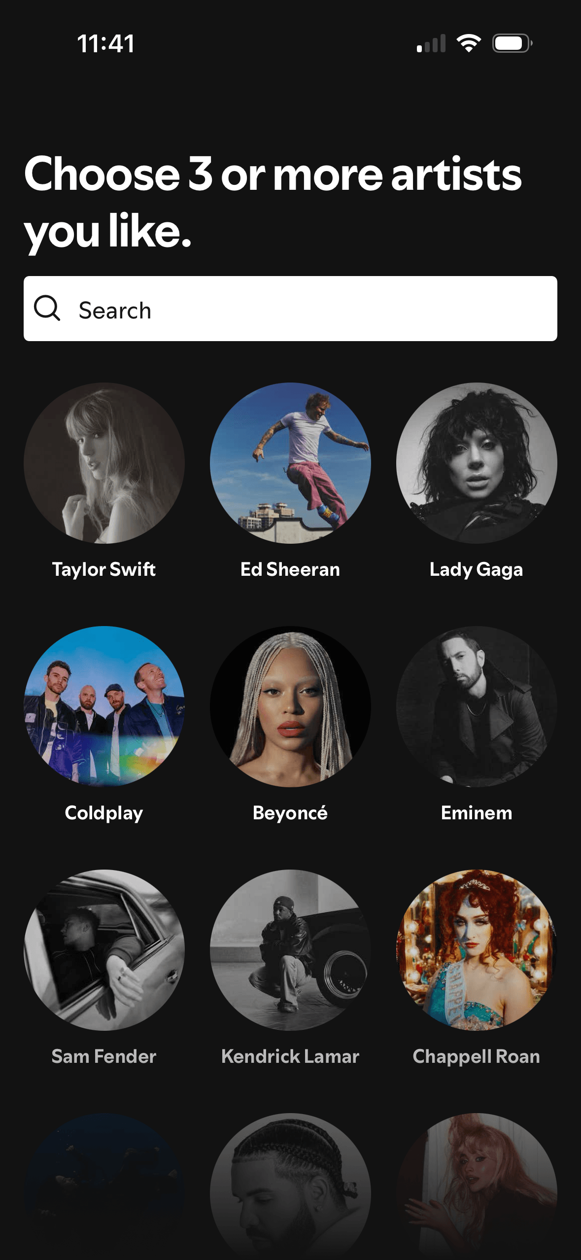 Spotify: Artist selection