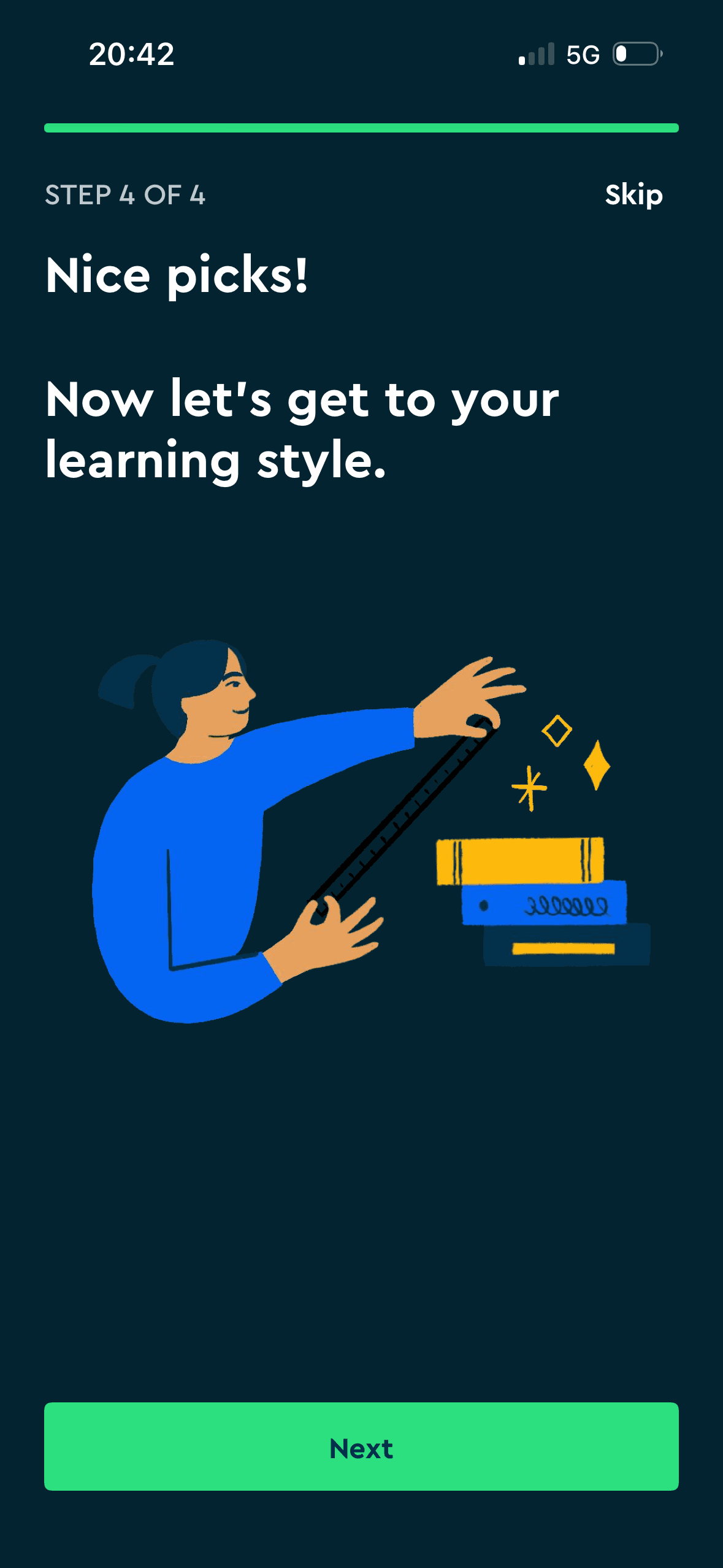 Blinkist: Preference confirmation before recommendations