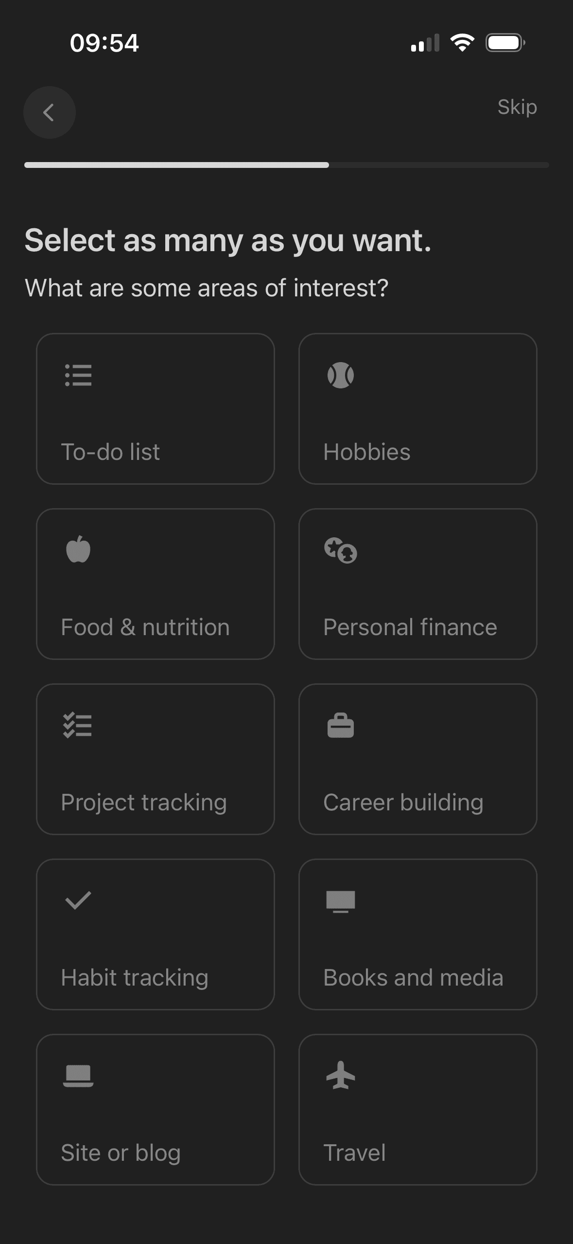 Notion: Select areas of interest