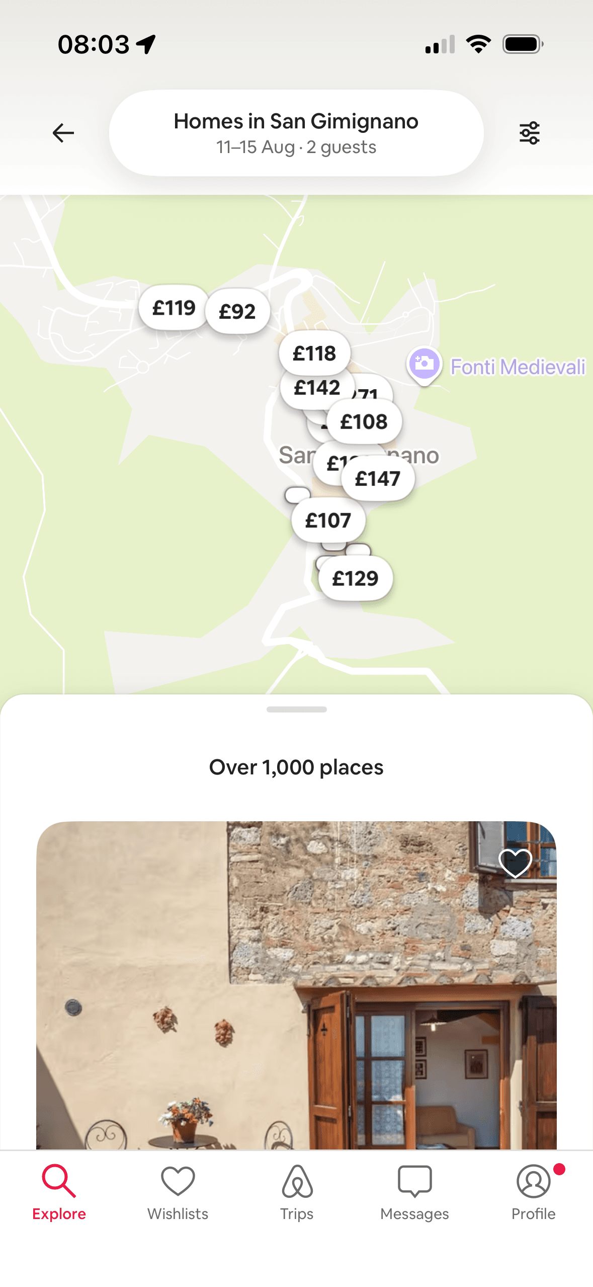 Airbnb: Homes list view – map and listings