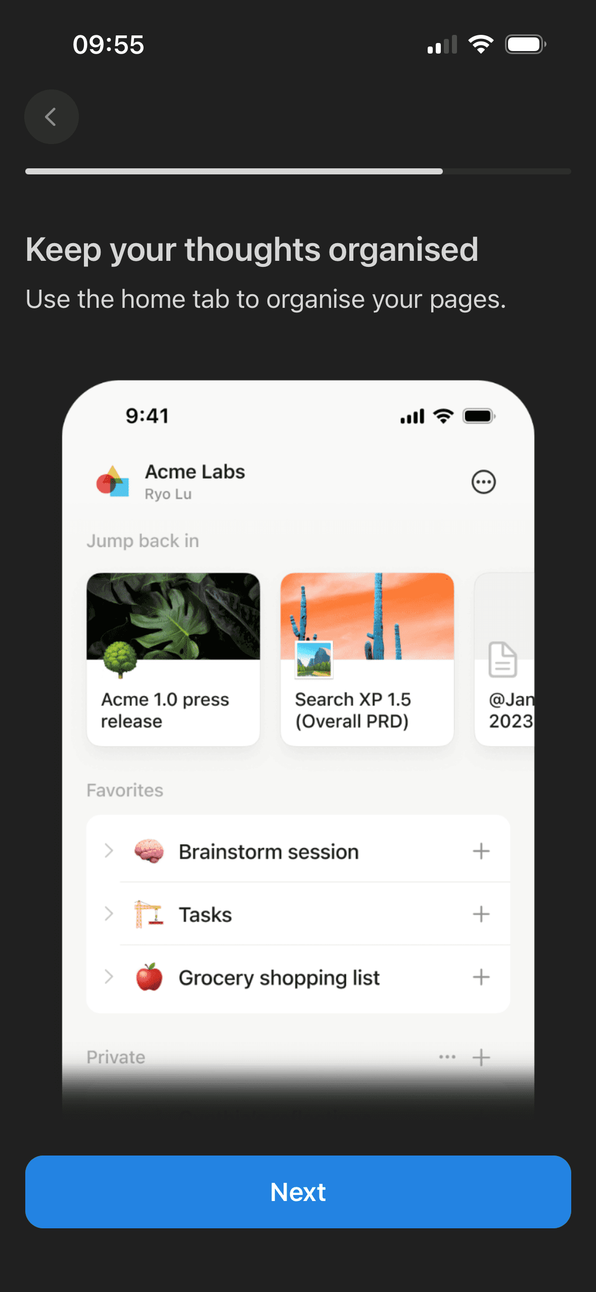 Notion: Tour: organise your workspace