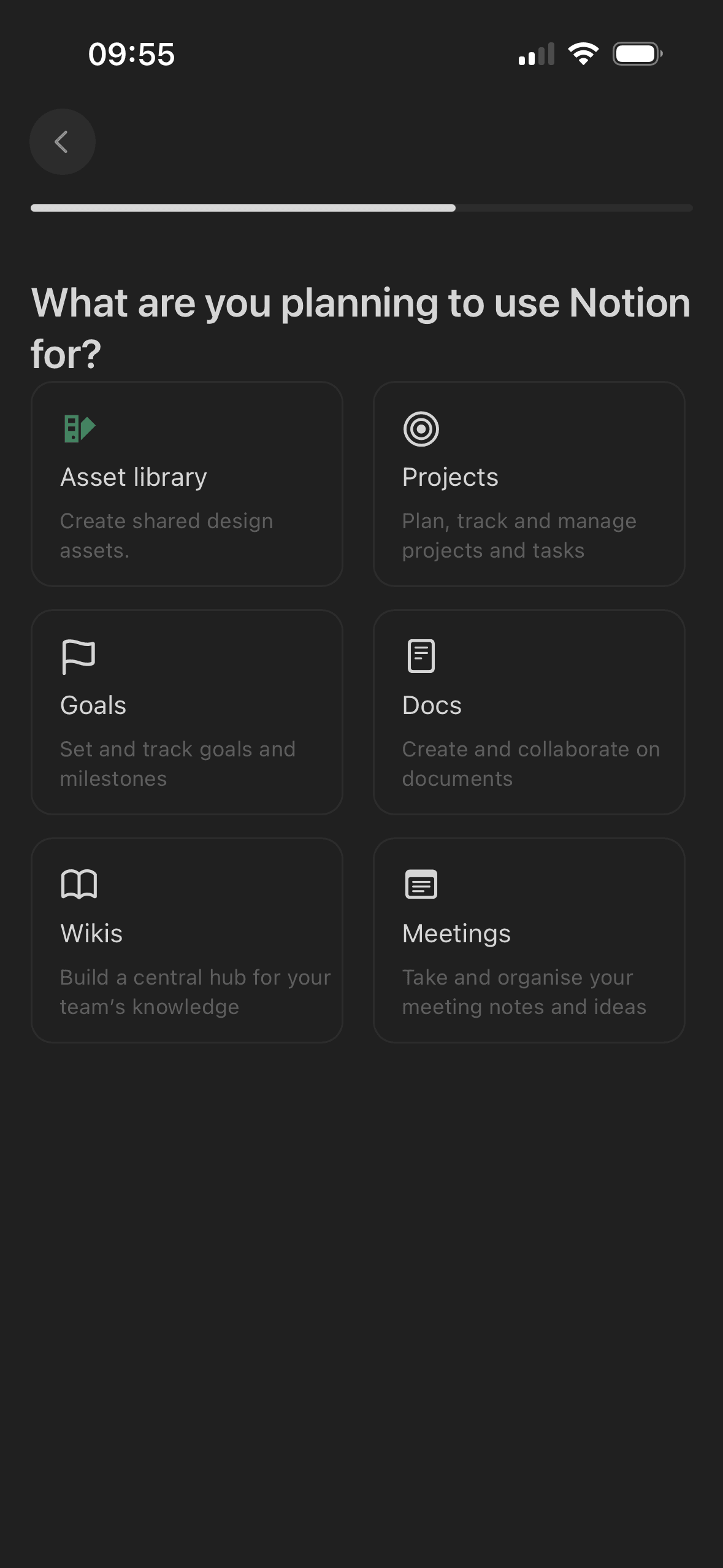 Notion: Choose what you plan to use Notion for
