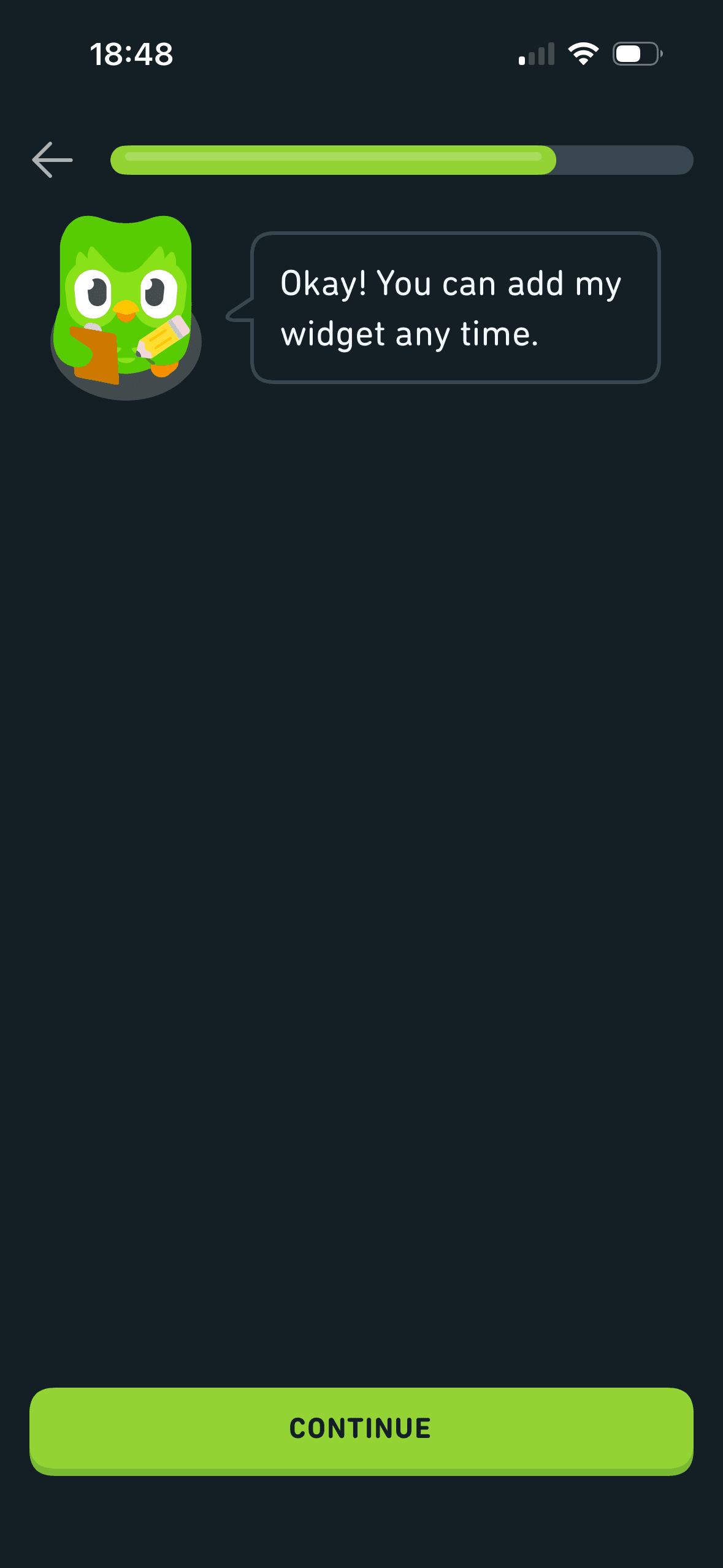 Duolingo: Widget refusal confirmation