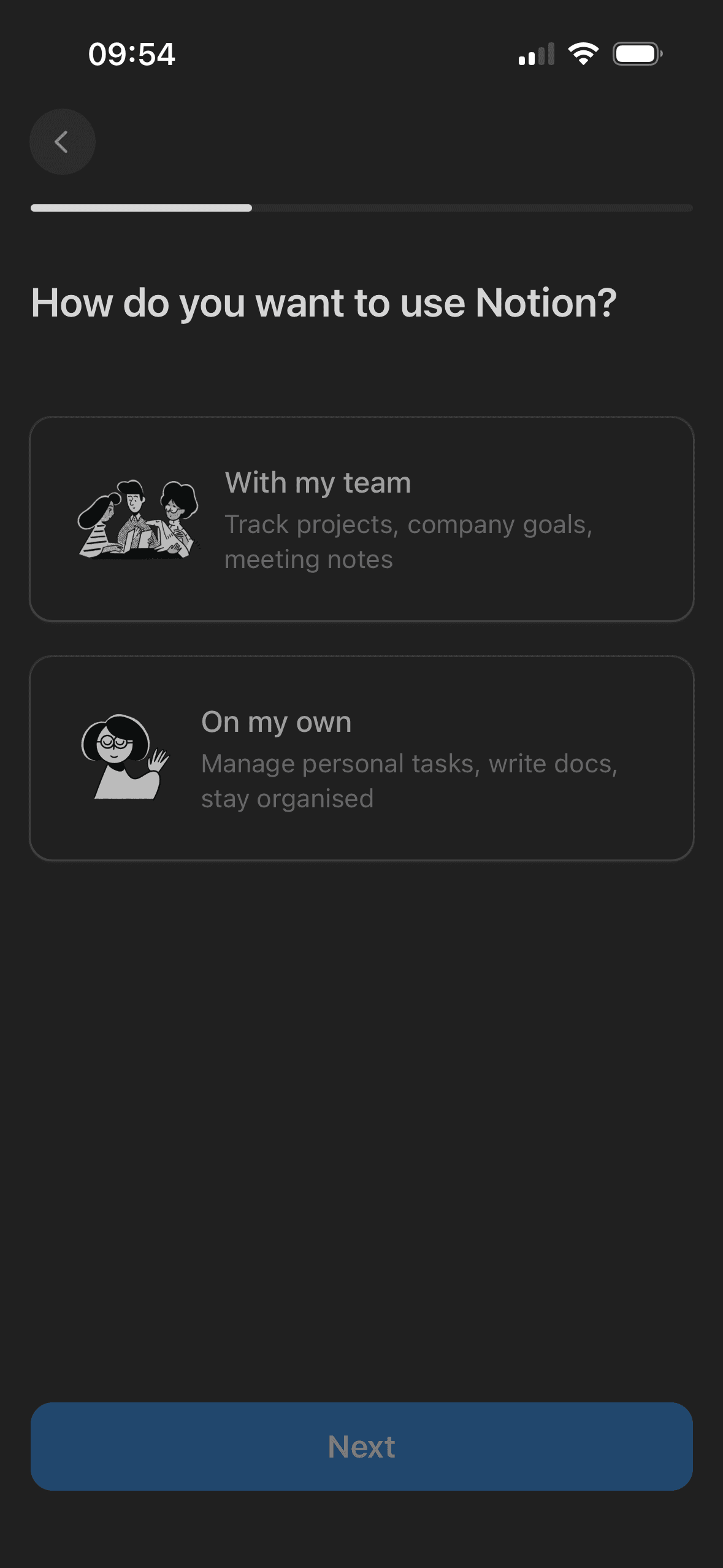 Notion: Choose team or solo use