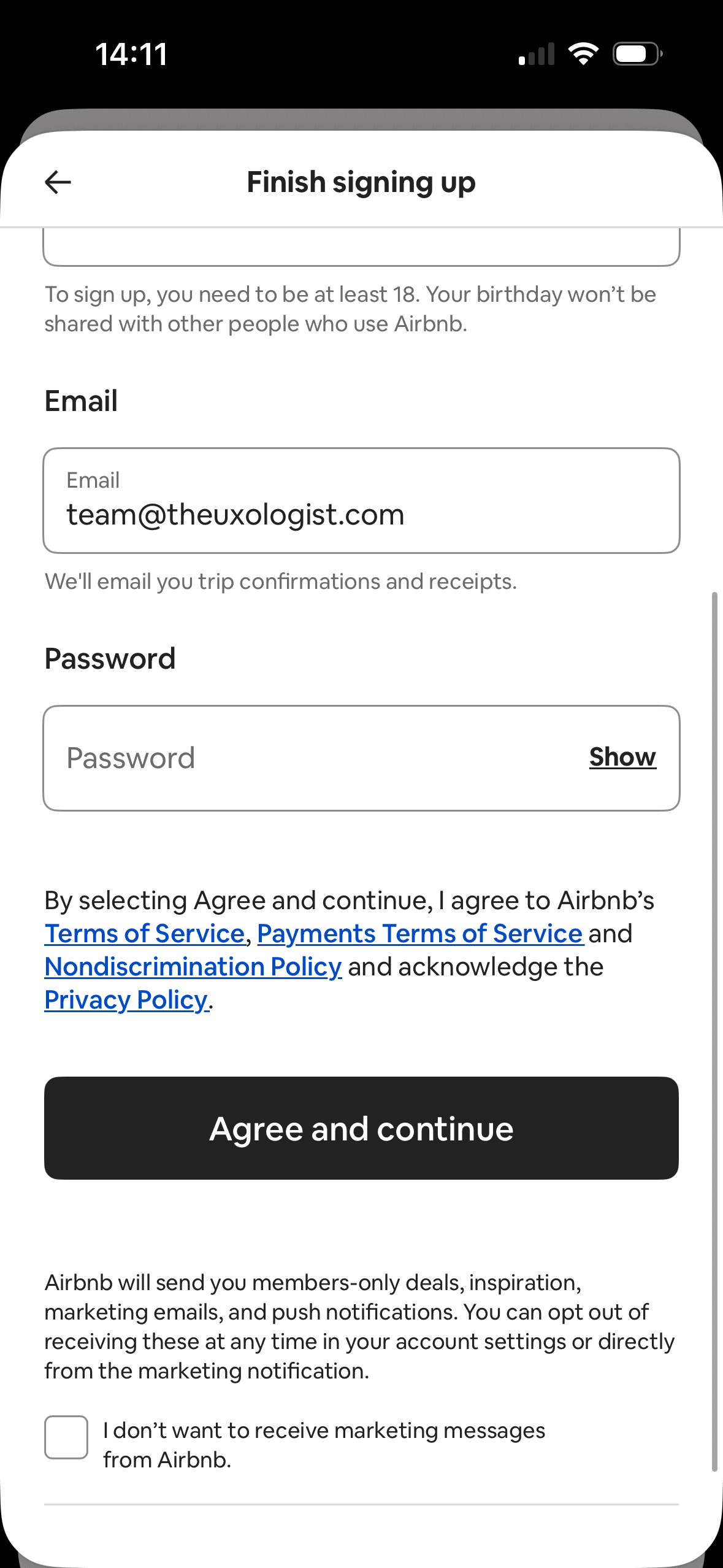 Airbnb: Personal details Part 2