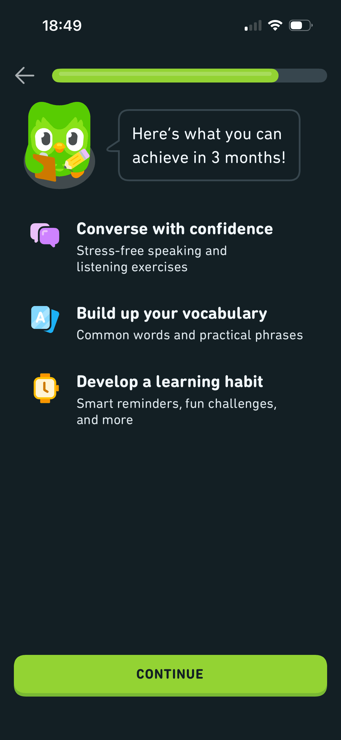 Duolingo: Three-month learning forecast