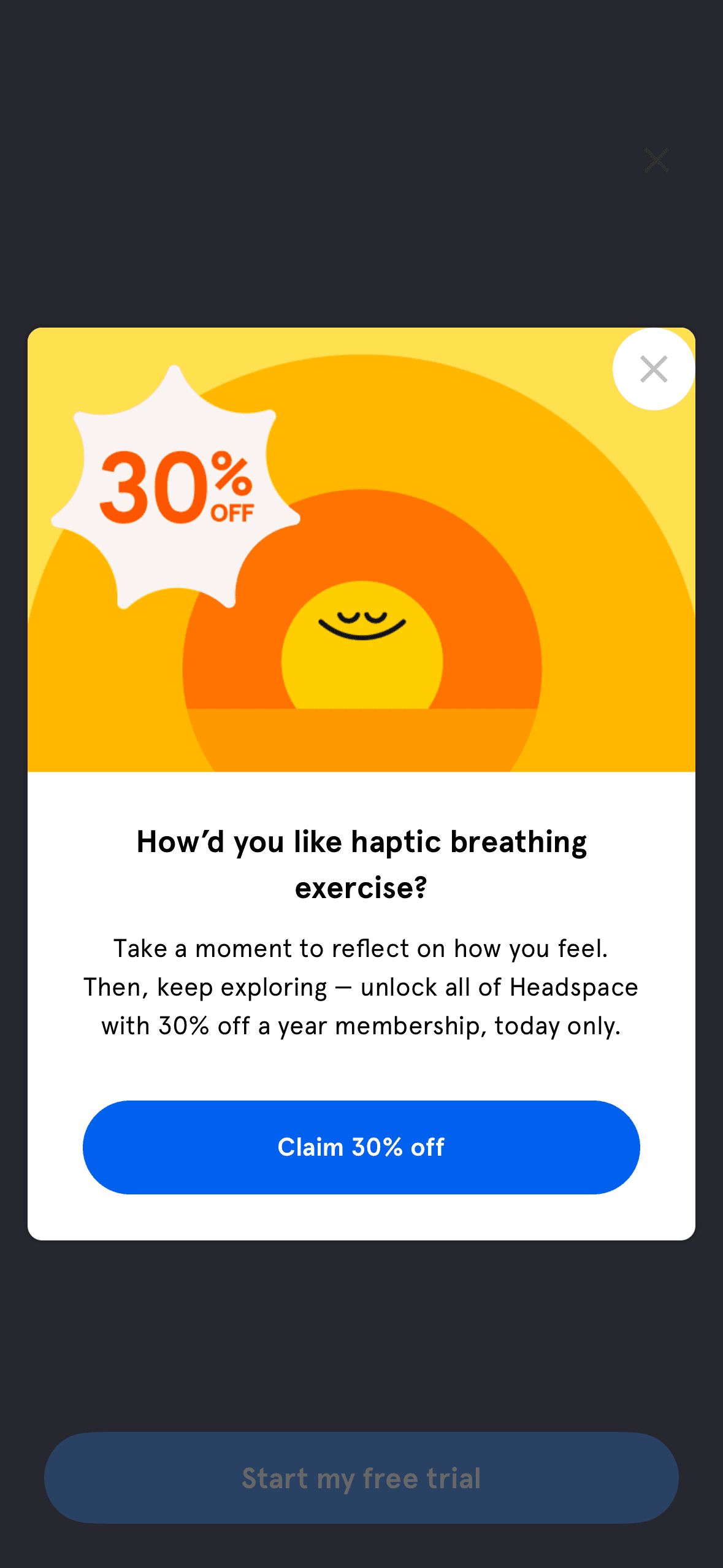 Headspace: Post-exercise discount offer