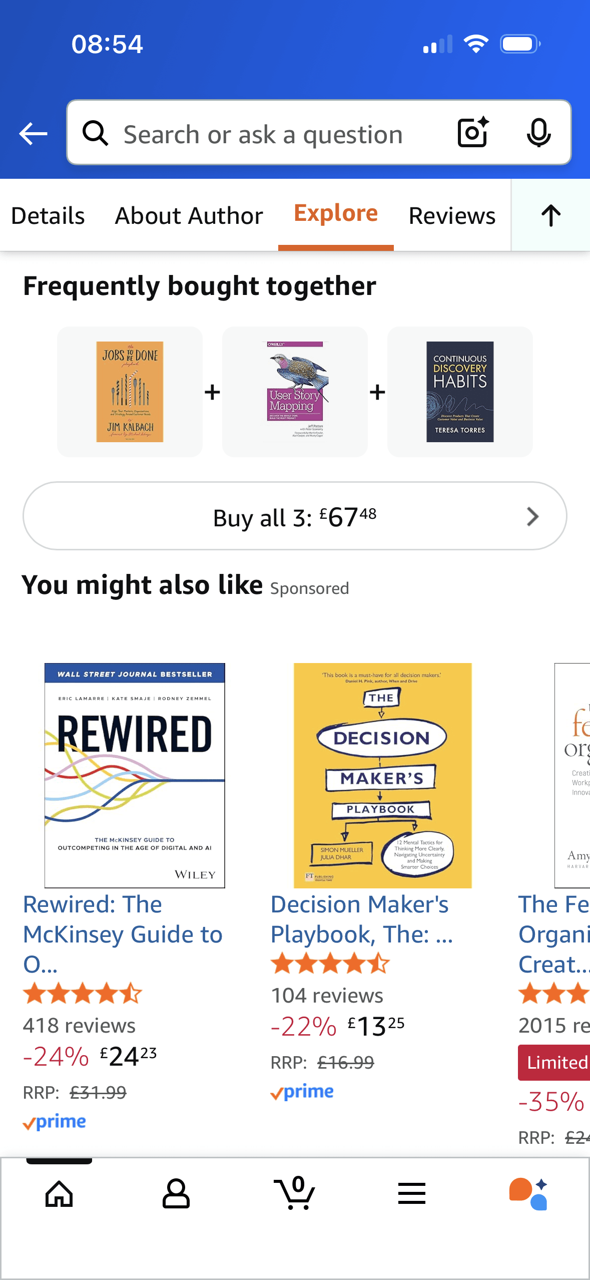 Amazon: Product page explore section