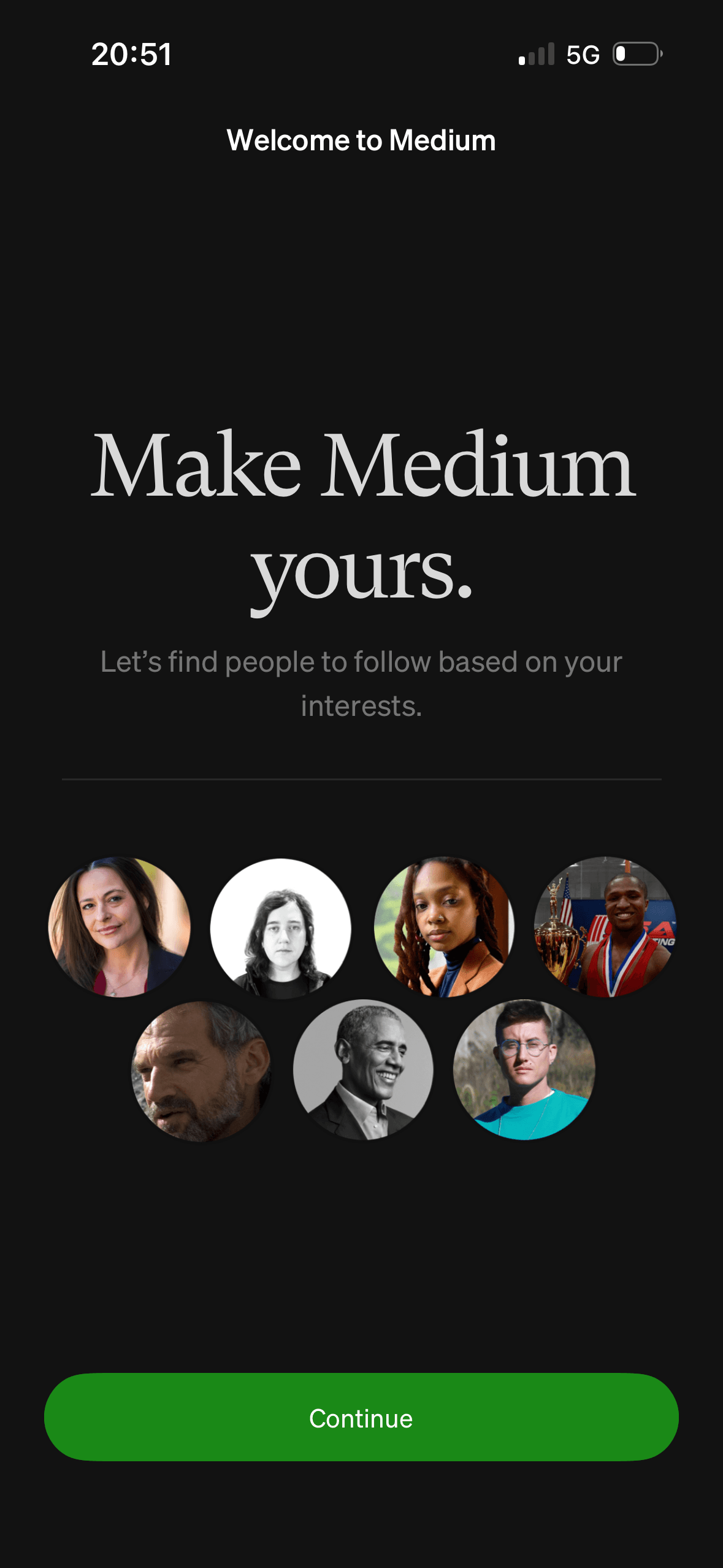Medium: Account creation – welcome