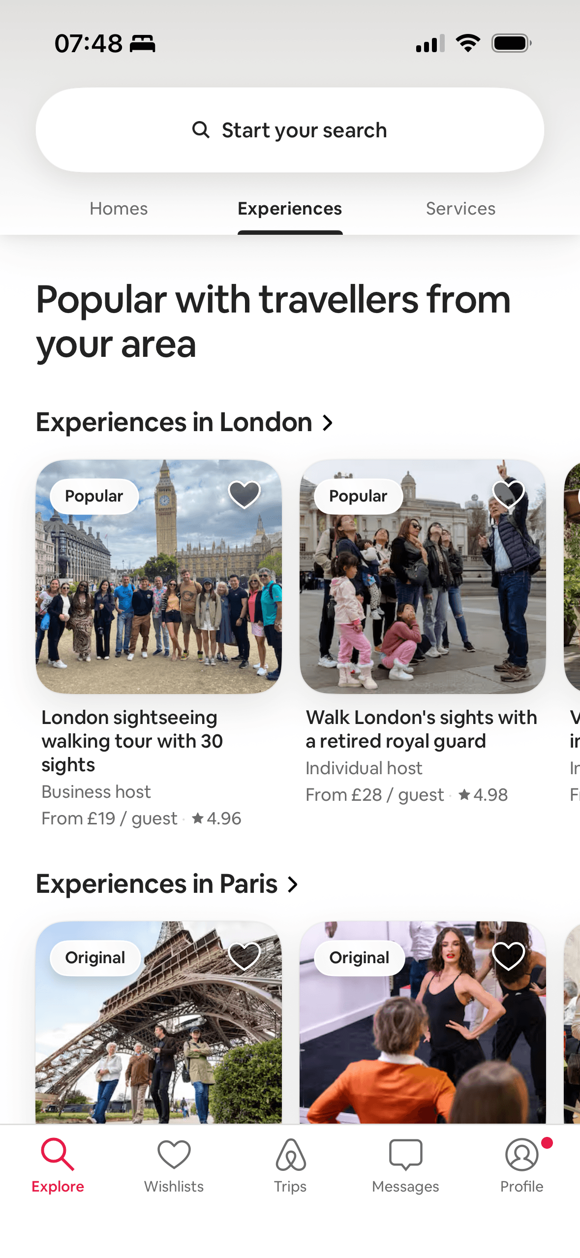 Airbnb: Experiences browse – local to user